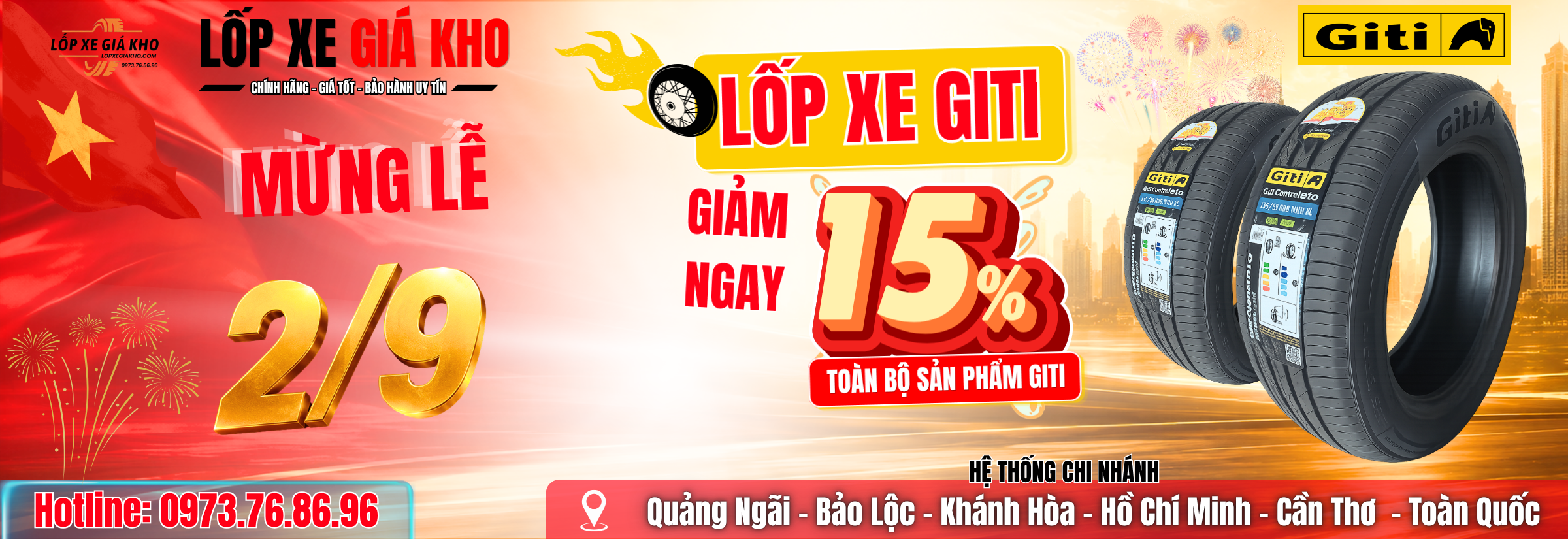 Lốp Xe Giti Giảm Giá 15% dịp lễ 2/9